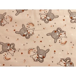 Lapin Solima sur fond coquille - Coton OekoTex