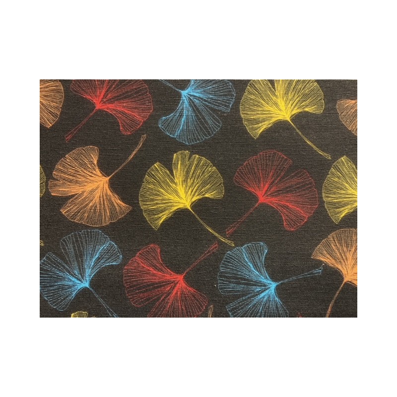 Coton à motifs - Grandes feuilles de ginkgo Multicolores