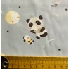 Tissu Panda et lune Huanlili sur fond bleu ciel - Coton OekoTex