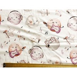 Tissu Musique : Planètes et étoiles Rock stars - Coton premium OekoTex