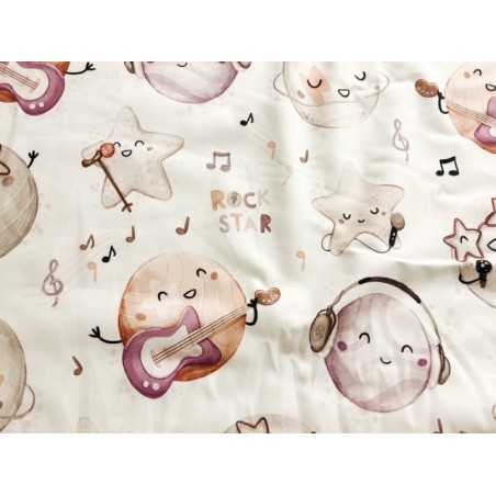 Tissu Musique : Planètes et étoiles Rock stars - Coton premium OekoTex