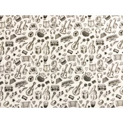 Tissu Instruments de musique sur fond blanc - Coton OekoTex