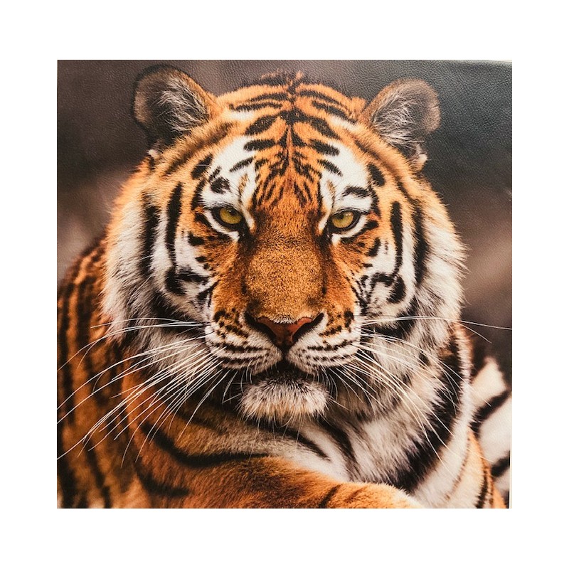 Panneau Carré similicuir 43*43cm : Tigre