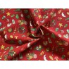 Tissu petit prix Noël Christmas Time fond rouge - Coton OekoTex