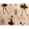 Tissu Danseuse ballerine et chaussons fond rose aquarelle - Coton GOTS