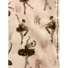 Tissu Danseuse ballerine et chaussons fond rose aquarelle - Coton GOTS