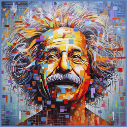 Tissu Carré simili 43*43cm : Einstein pop art