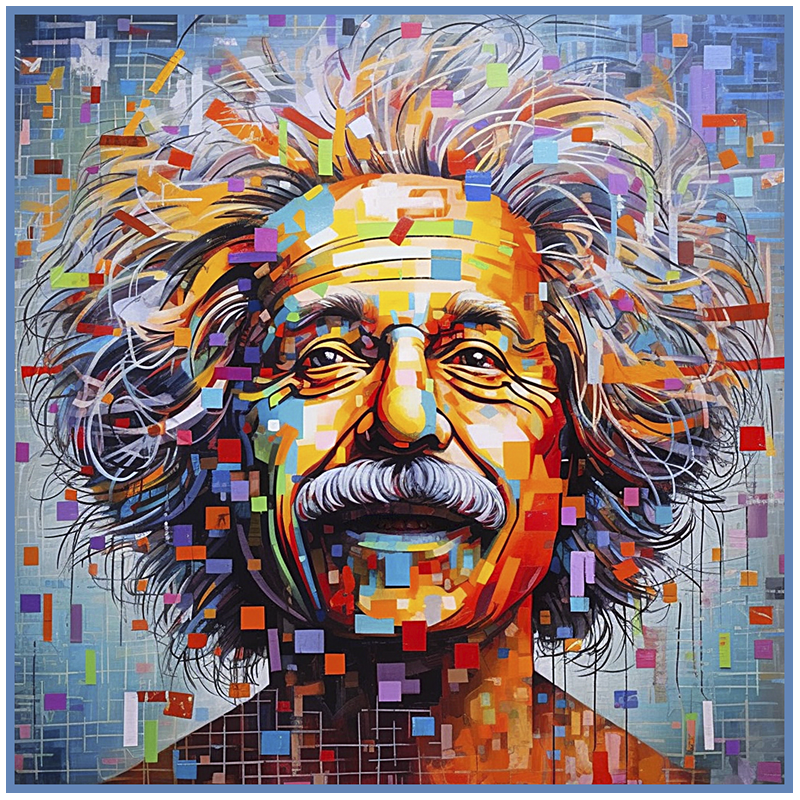 Tissu Carré simili 43*43cm : Einstein pop art