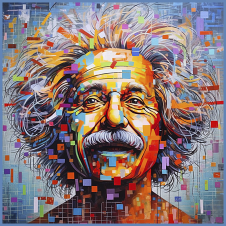 Tissu Carré simili 43*43cm : Einstein pop art