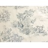 Tissu Toile de Jouy Manon bleu sur fond blanc - Coton percale OekoTex