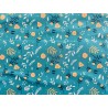 Popeline de coton Katia Aladdin fleurs sur fond turquoise