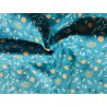 Popeline de coton Katia Aladdin fleurs sur fond turquoise