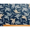 Tissu Mockingjay Hirondelles fond indigo - Coton OekoTex