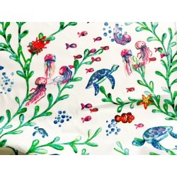 Tissu petit prix : Némo et tortues sous l'océan - coton OekoTex