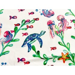 Tissu petit prix : Némo et tortues sous l'océan - coton OekoTex