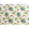 Tissu Enfants du monde et arc en ciel sur fond blanc - Coton bio GOTS
