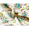Tissu Enfants du monde et arc en ciel sur fond blanc - Coton bio GOTS