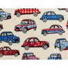 Tissu petit prix : Dedeuche bleu blanc rouge fond beige - Coton OekoTex