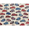 Tissu petit prix : Dedeuche bleu blanc rouge fond beige - Coton OekoTex