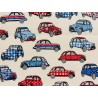 Tissu petit prix : Dedeuche bleu blanc rouge fond beige - Coton OekoTex