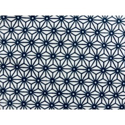 Tissu Saki bleu indigo fond blanc - Coton OekoTex