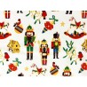 Tissu Noël Cadeau soldats fond blanc - Coton OekoTex