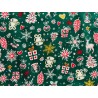 Tissu Noël Carillon fond vert - Coton OekoTex