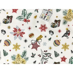 Tissu Noël Gift fond blanc - Coton OekoTex