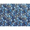 Tissu Matcha feuilles aux motifs japonisant fond bleu - Coton OekoTex