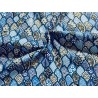 Tissu Matcha feuilles aux motifs japonisant fond bleu - Coton OekoTex