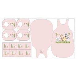 Précommande Kit naissance Viny DiY Animaux de la jungle fond rose - 100% coton - Expédition estimée 7 avril