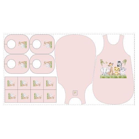 Précommande Kit naissance Viny DiY Animaux de la jungle fond rose - 100% coton - Expédition estimée 7 avril