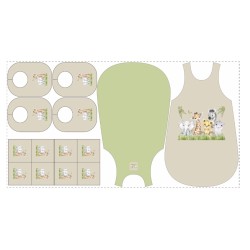 Précommande Kit naissance Viny DiY Animaux de la jungle fond vert menthe et beige - 100% coton - Expédition estimée 7 avril