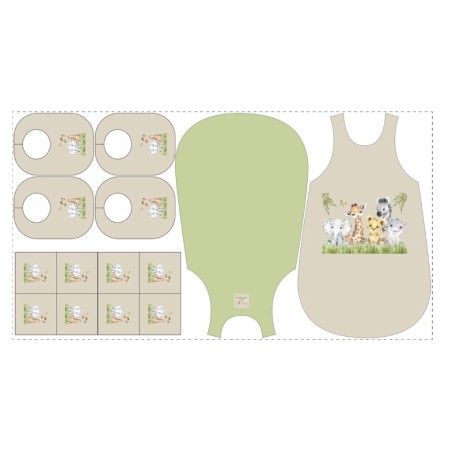Précommande Kit naissance Viny DiY Animaux de la jungle fond vert menthe et beige - 100% coton - Expédition estimée 7 avril