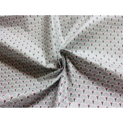 Tissu Eventails argentées glitter et rose  - Coton OekoTex