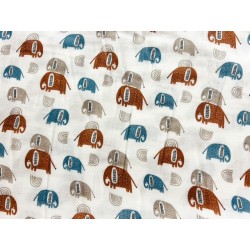Double Gaze imprimée éléphants - OekoTex