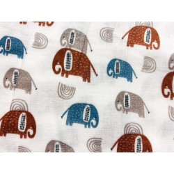 Double Gaze imprimée éléphants - OekoTex