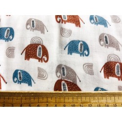 Double Gaze imprimée éléphants - OekoTex