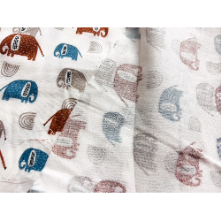 Double Gaze imprimée éléphants - OekoTex