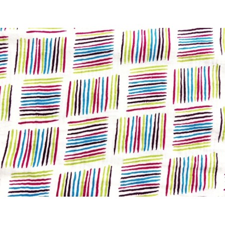 Double Gaze imprimée carrés de rayures multicolores - OekoTex