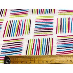 Double Gaze imprimée carrés de rayures multicolores - OekoTex