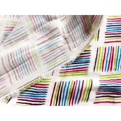 Double Gaze imprimée carrés de rayures multicolores - OekoTex