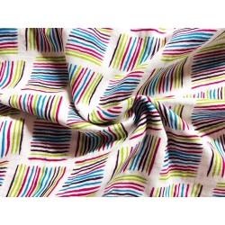 Double Gaze imprimée carrés de rayures multicolores - OekoTex