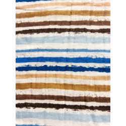 Double Gaze imprimée effet froissé rayures bleues - OekoTex