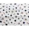 Double Gaze imprimée fleurs bleues et beiges - OekoTex