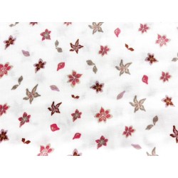 Double Gaze imprimée fleurs roses et beiges - OekoTex