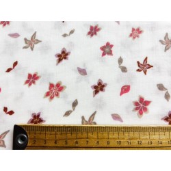 Double Gaze imprimée fleurs roses et beiges - OekoTex