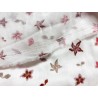 Double Gaze imprimée fleurs roses et beiges - OekoTex