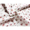 Double Gaze imprimée fleurs roses et beiges - OekoTex