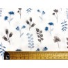 Double Gaze imprimée fleurs et feuilles bleues et beiges - OekoTex